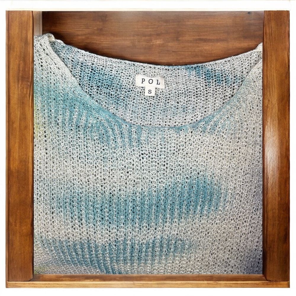 POL PTP 28 L 24 Blue and Cream Oversized Crew Neck Sweater Very Lightweight - Picture 5 of 7